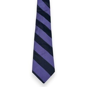 Ted Baker Mens Tie 58.5 x 3.5 Purple Black Stripe Silk Preppy Goth Dark Academia
